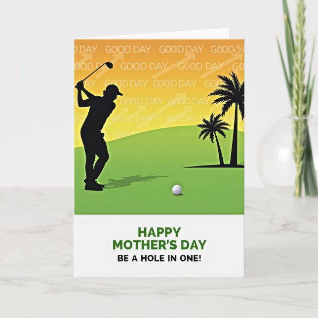 Cartão do Dia das Mães com Silhueta de Golfe (Frente)