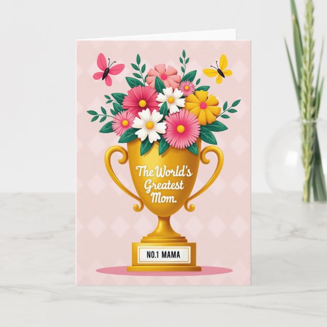 Cartão do Dia das Mães com Troféu Doce (Frente)