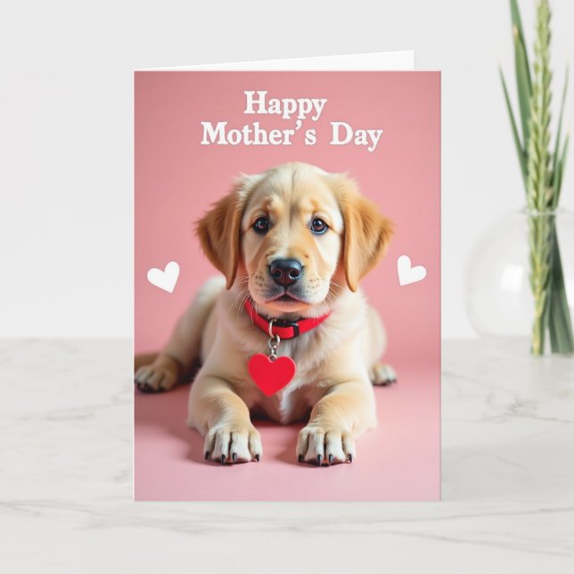 Cartão do Dia das Mães Coração de Cachorrinho (Frente)