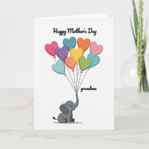 Cartão do Dia das Mães Corações de Elefante