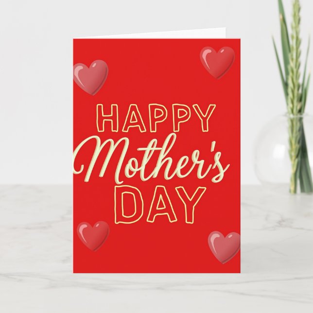Cartão do Dia das Mães Corações Vermelhos (Frente)