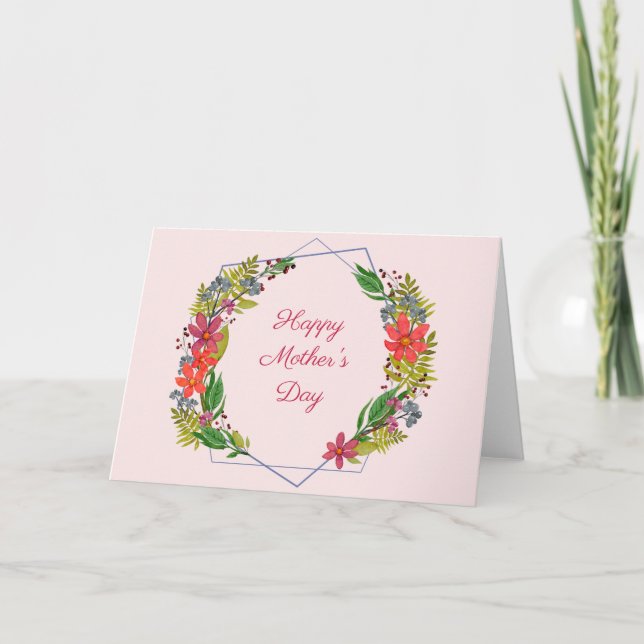 Cartão do Dia das Mães Coroa Geométrica (Frente)