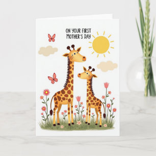 Cartão do Dia das Mães da Família de Girafas