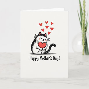 Cartão do Dia das Mães de Amor Felino