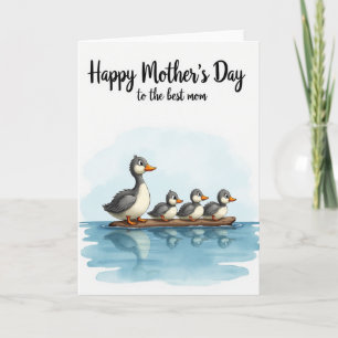 Cartão do Dia das Mães de Aves em Aquarela
