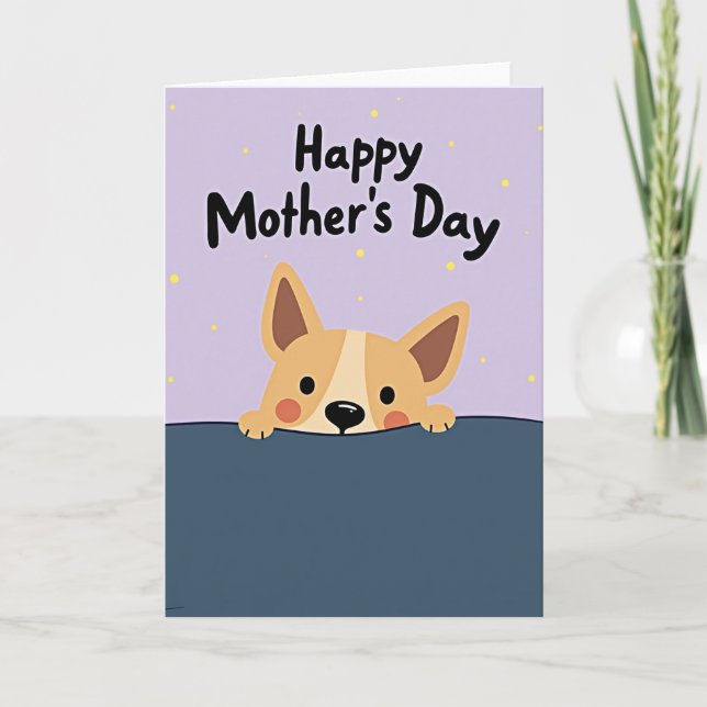 Cartão do Dia das Mães de Cachorro Fofo Baço (Frente)