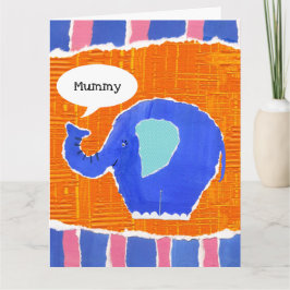 Cartão do Dia das Mães de Elefante Fofo Personaliz