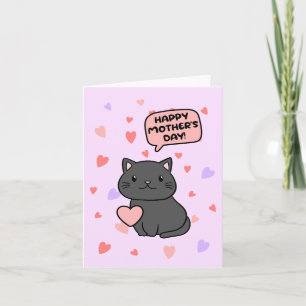 Cartão do Dia das Mães de Gato Preto