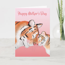 Cartão do Dia das Mães de mãe e filhote de tigre f