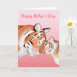 Cartão do Dia das Mães de mãe e filhote de tigre f
