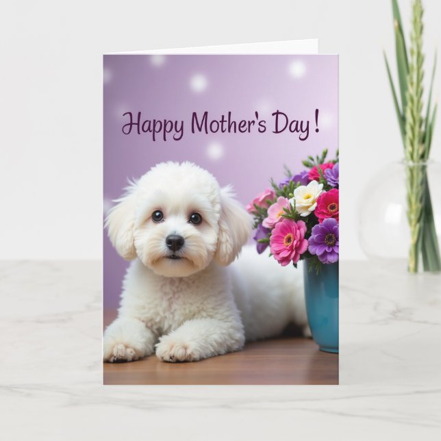 Cartão do Dia das Mães do Cachorrinho Fofinho (Frente)