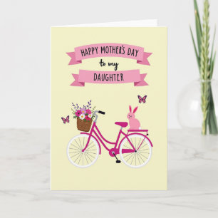 Cartão do Dia das Mães do Coelho de Bicicleta