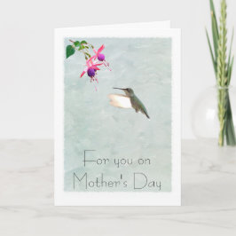 Cartão do dia das mães do colibri e do fúcsia