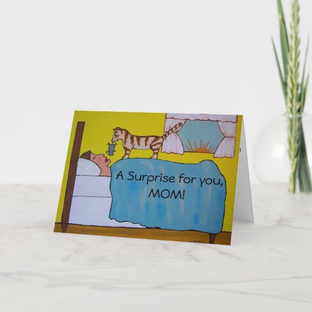 Cartão do dia das mães do gato dos desenhos (Frente)