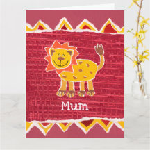 Cartão do Dia das Mães do Leão Fofo Personalizado