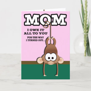 Cartão do Dia das Mães do Macaco Travesso