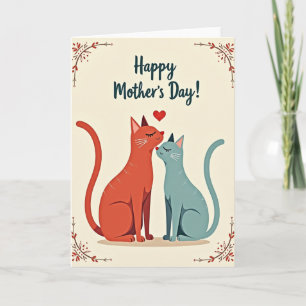 Cartão do Dia das Mães dos Gatos Gentis