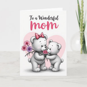 Cartão do Dia das Mães dos Ursinhos mais Fofos
