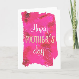 Cartão do dia das mães em aquarela rosa quente