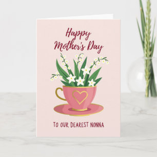 Cartão do Dia das Mães em Xícara Rosa Rosa