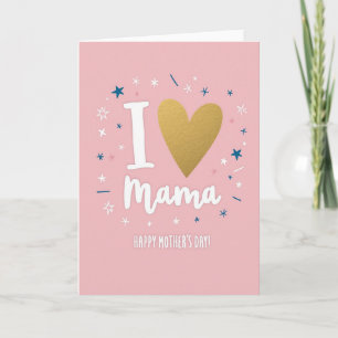 Cartão do Dia das Mães 'Eu Amo Mamãe'