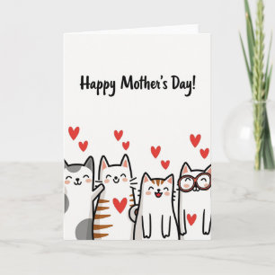 Cartão do Dia das Mães Felino Amor