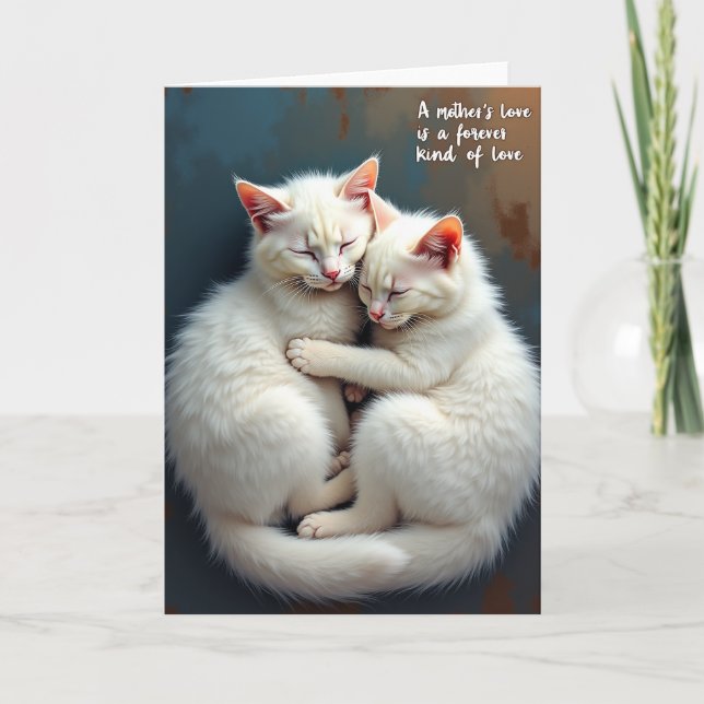 Cartão do Dia das Mães Felinos Doces (Frente)