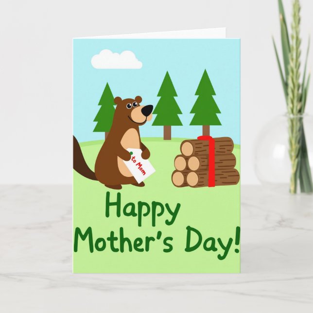 Cartão do Dia das Mães Feliz da Floresta (Frente)