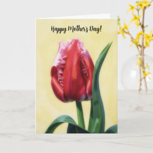 Cartão do Dia das Mães Flor de Tulipa Rosa Vermelh
