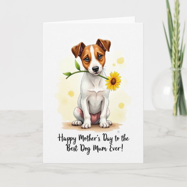 Cartão do Dia das Mães Floral Cachorrinho Fofo (Frente)