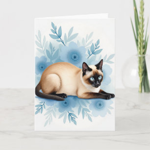 Cartão do Dia das Mães Floral com Gato Safira