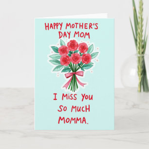 Cartão do Dia das Mães Floral com Saudades