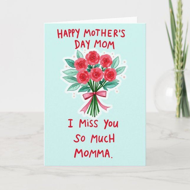 Cartão do Dia das Mães Floral com Saudades (Frente)