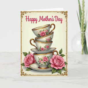 Cartão do Dia das Mães Floral Empilhado