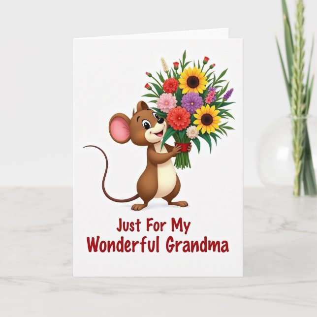 Cartão do Dia das Mães Floral Mouse (Frente)