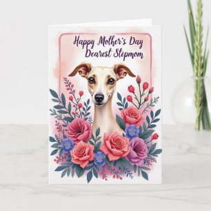 Cartão do Dia das Mães Floral Sighthound