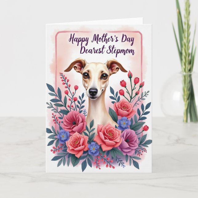 Cartão do Dia das Mães Floral Sighthound (Frente)