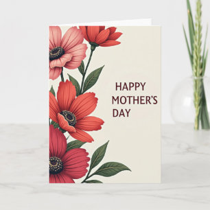 Cartão do Dia das Mães Flores Carmesim