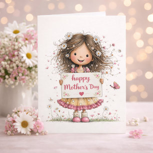 Cartão do Dia das Mães Flores Doces com Poema