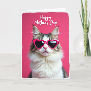 Cartão do Dia das Mães Gato Magenta