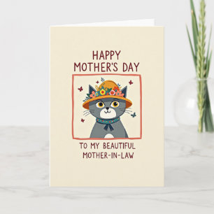 Cartão do Dia das Mães Gato Quente