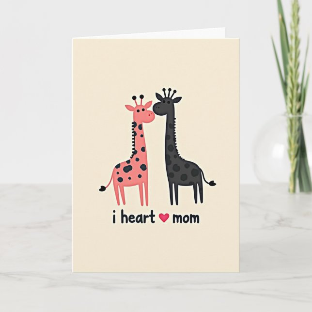 Cartão do Dia das Mães Giraffe Love (Frente)