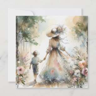 Cartão do Dia das Mães Jardim de Flores Mulher e C