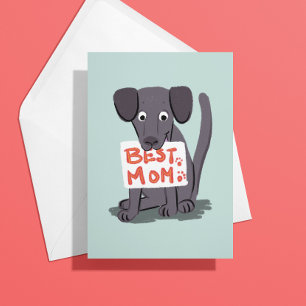 Cartão do Dia das Mães Mãe de Cachorro Cinza