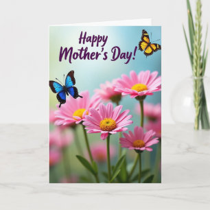 Cartão do Dia das Mães Margaridas Rosa