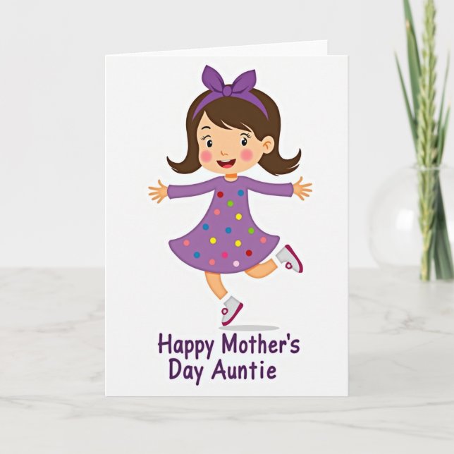Cartão do Dia das Mães Menina Alegre (Frente)