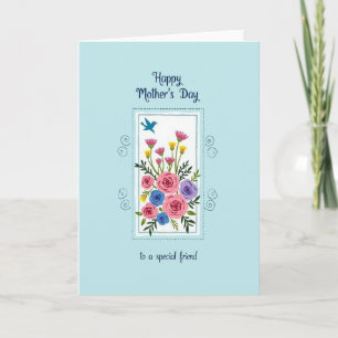Cartão do Dia das Mães para Amiga Pássaro Azul
