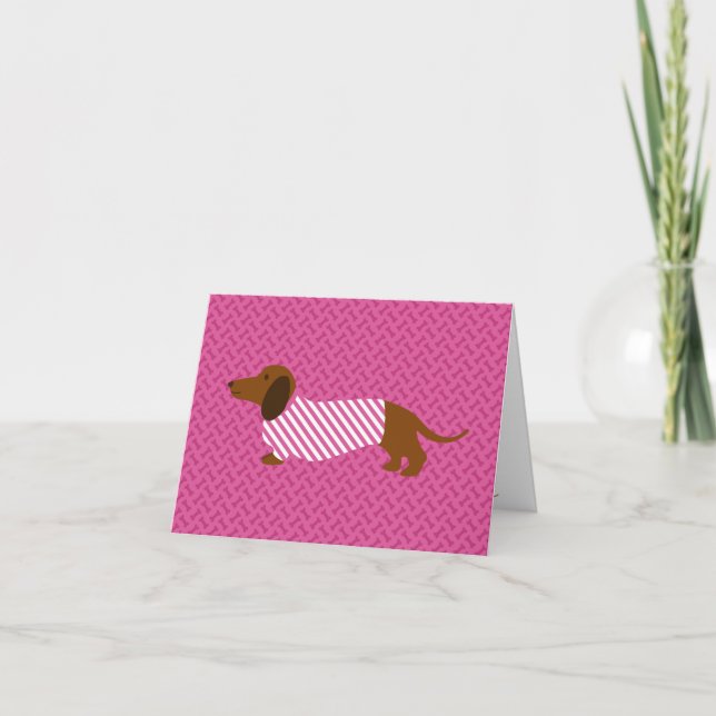Cartão do Dia das Mães para Dachshund Rosa (Frente)