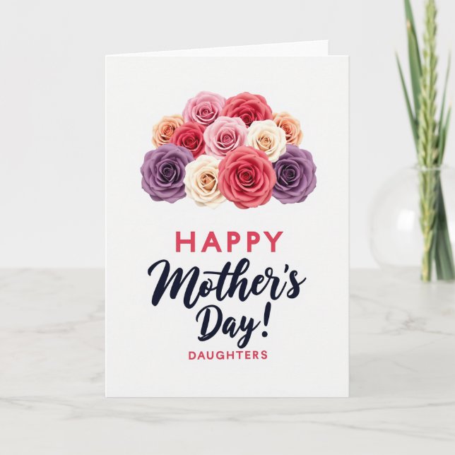Cartão do Dia das Mães para Filhas Florais (Frente)