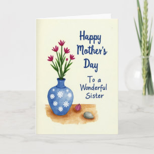 Cartão do Dia das Mães para Irmã em Aquarela